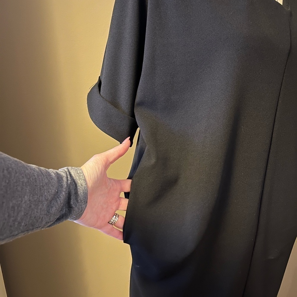 Forever 2Hearts Black Oversized Shirt Dress Pockets NWT Medium - Picture 4 of 5